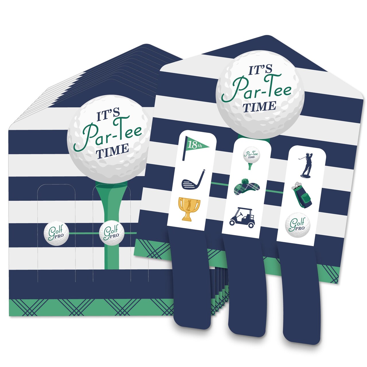 Big Dot of Happiness Par-Tee Time - Golf - Birthday or Retirement Party Game Pickle Cards - Pull Tabs 3-in-a-Row - Set of 12